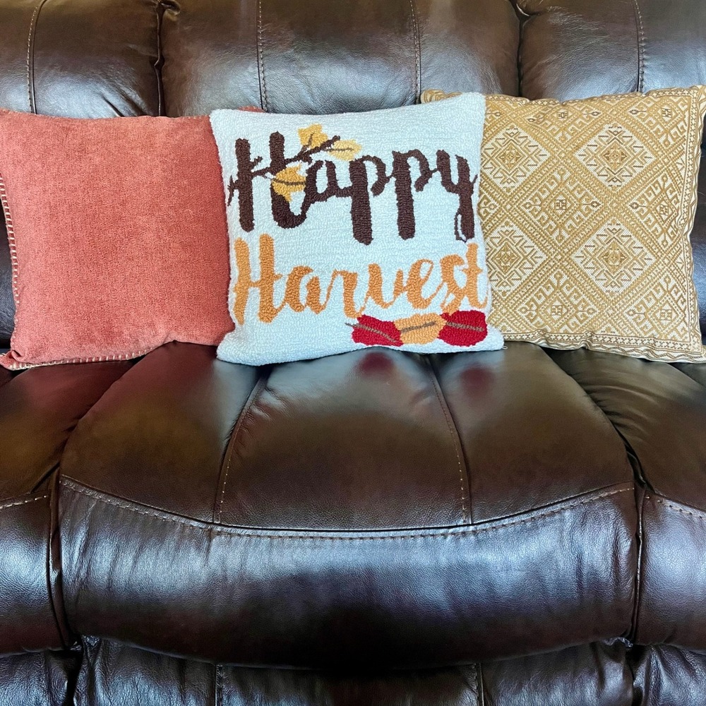 LOT OF 3 Throw Accent Pillows Fall Happy Harvest Bloomingville Autumn Down Decor